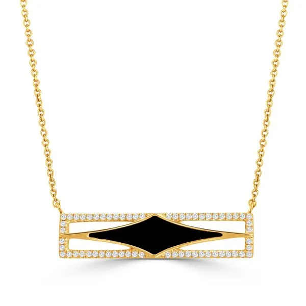 18K Yellow Gold Necklace With Black Onyx And Diamonds Orin Jewelers Northville, MI