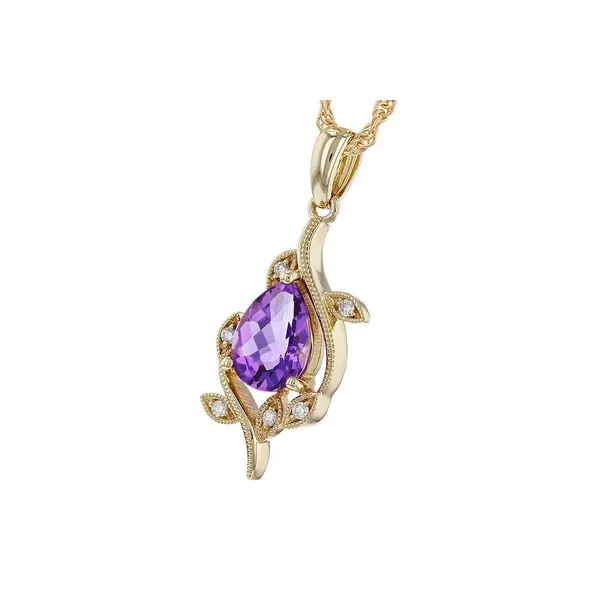 14K Yellow Gold Amethyst & Diamond Pendant Image 2 Orin Jewelers Northville, MI