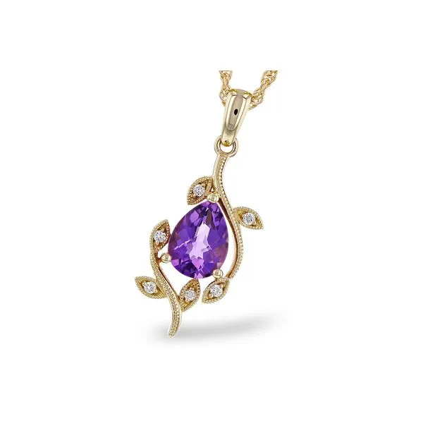 14K Yellow Gold Amethyst & Diamond Pendant Orin Jewelers Northville, MI