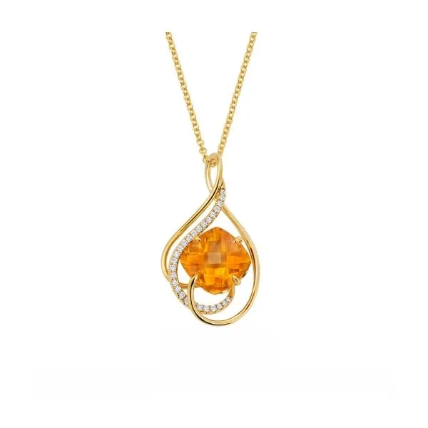 14K Yellow Gold Citrine & Diamond Necklace Orin Jewelers Northville, MI