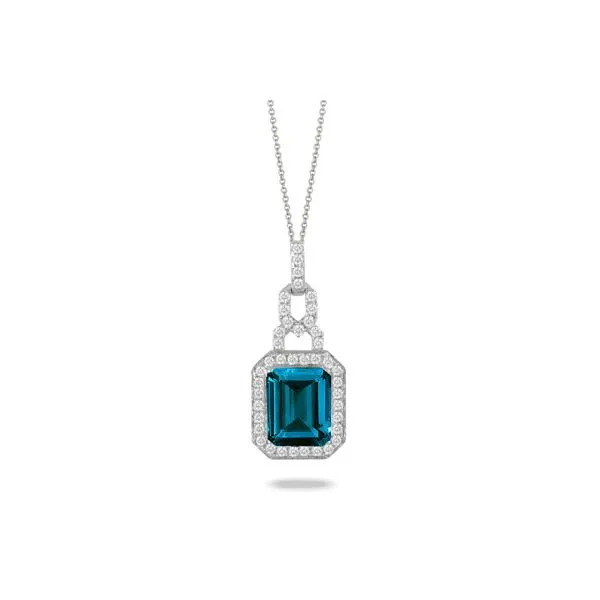 18k White Gold Blue Topaz & Diamond Pendant Orin Jewelers Northville, MI