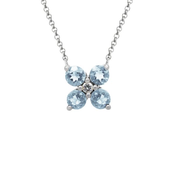 14K White Gold Aquamarine & Diamond Pendant Orin Jewelers Northville, MI