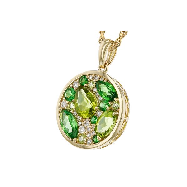 14K Yellow Gold Tsavorite, Peridot & Diamond Pendant Image 2 Orin Jewelers Northville, MI