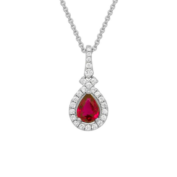 14K White Gold Ruby & Diamond Pendant Orin Jewelers Northville, MI