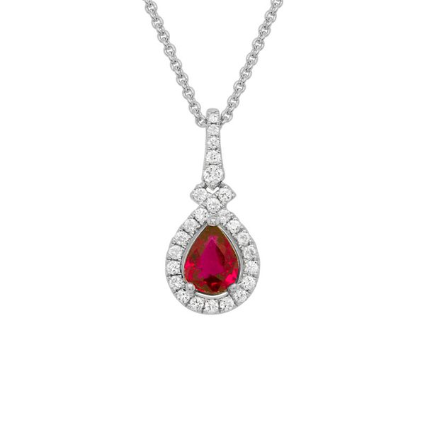 14K White Gold Ruby & Diamond Pendant Orin Jewelers Northville, MI