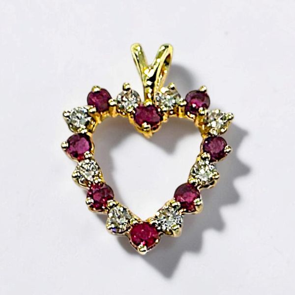 14K Ruby & Diamond Heart Drop Orin Jewelers Northville, MI