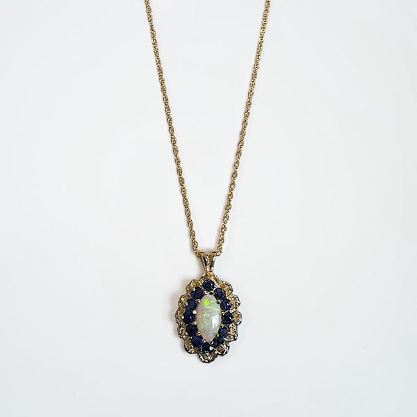 14K Opal & Sapphire Pendant Drop Image 2 Orin Jewelers Northville, MI
