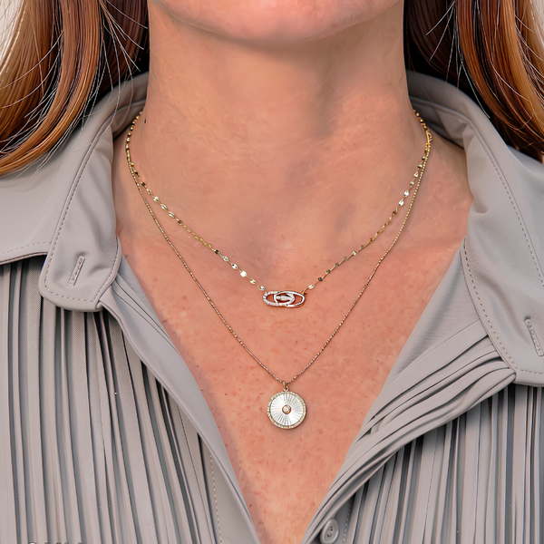 14K Yellow Gold Mother of Pearl & Diamond Pendant Image 2 Orin Jewelers Northville, MI