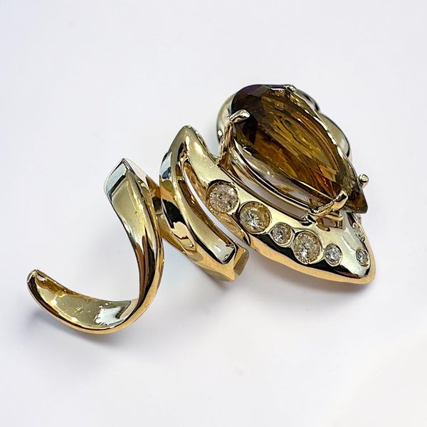 14K Freeform Smokey Quartz & Diamond Enhancer Image 2 Orin Jewelers Northville, MI