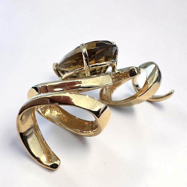14K Freeform Smokey Quartz & Diamond Enhancer Image 3 Orin Jewelers Northville, MI