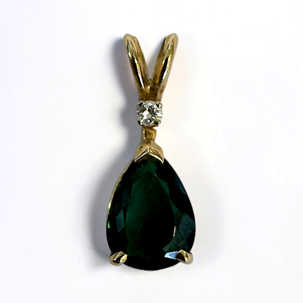 14K Green Tourmaline & Diamond Pendant Drop Orin Jewelers Northville, MI