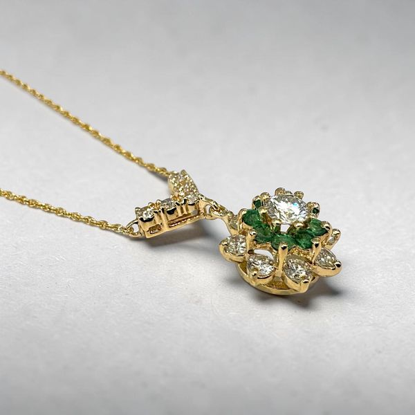 14K Emerald & Diamond Pendant Image 3 Orin Jewelers Northville, MI