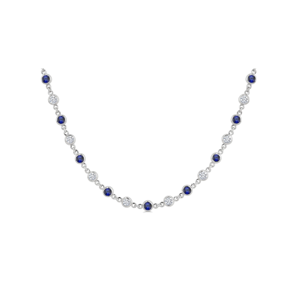 14K White Gold Sapphire & Diamond Necklace Orin Jewelers Northville, MI