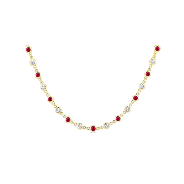 14K Yellow Gold Ruby & Diamond Necklace Orin Jewelers Northville, MI