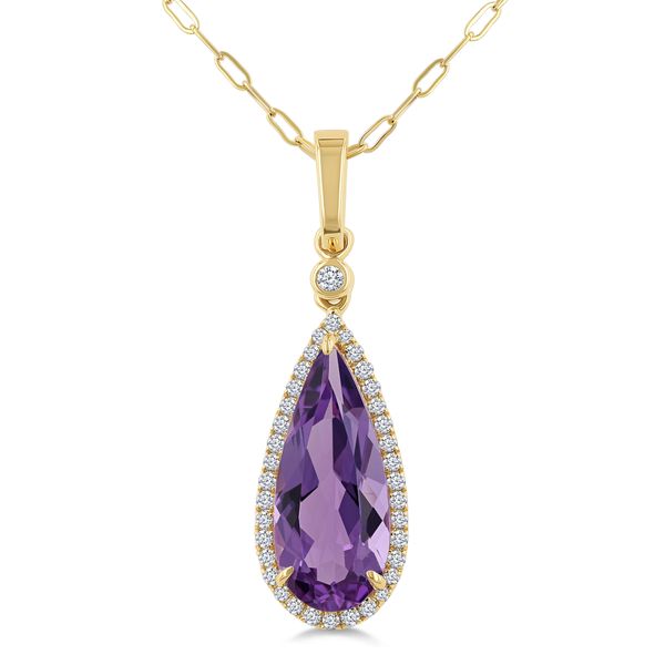 10K Yellow Gold Amethyst & Diamond Pendant Orin Jewelers Northville, MI