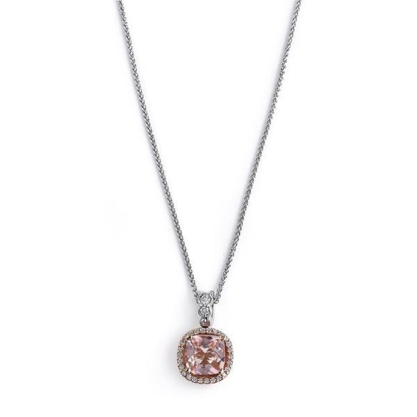 Lady's 14K Two Tone Gold Necklace W/1 Morganite & 28 Diamonds Orin Jewelers Northville, MI