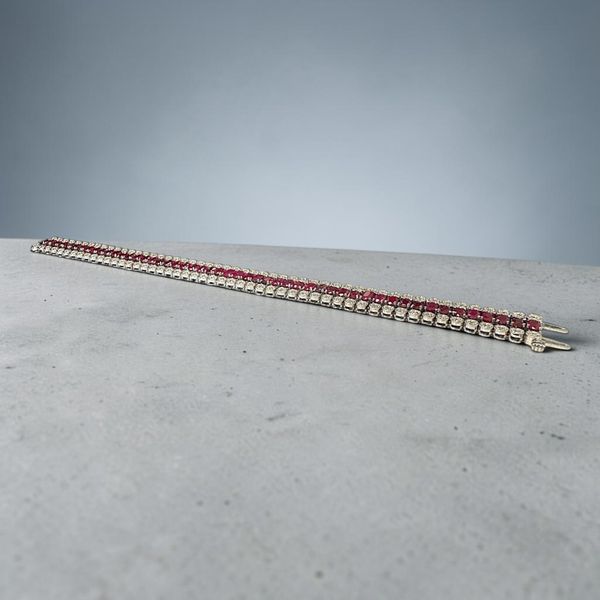 Estate Collection - 14K White Gold Ruby & Diamond Bracelet Image 2 Orin Jewelers Northville, MI