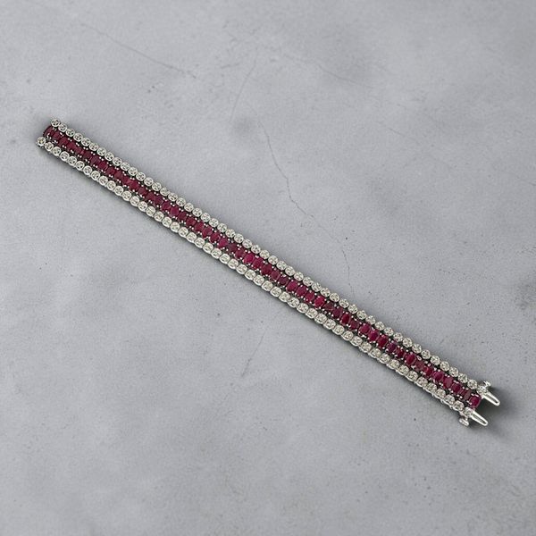 Estate Collection - 14K White Gold Ruby & Diamond Bracelet Image 3 Orin Jewelers Northville, MI