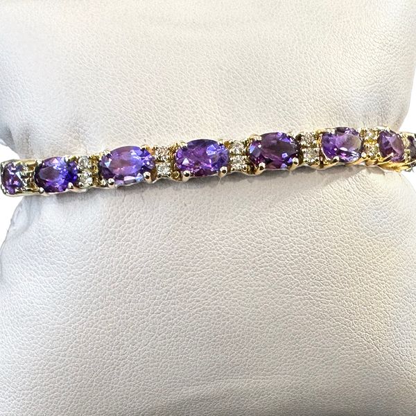 Estate Collection - 14K Yellow Gold Amethyst & Diamond Bracelet Orin Jewelers Northville, MI