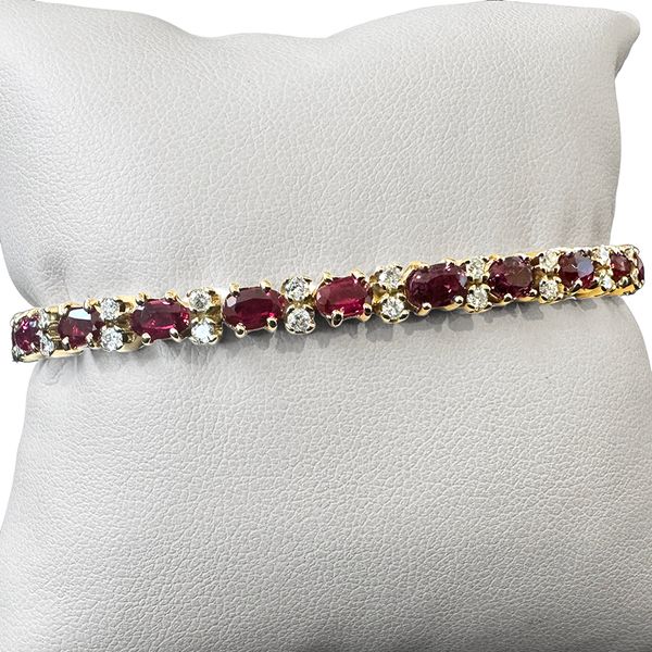 Estate Collection - 14K Yellow Gold Ruby & Diamond Bracelet Orin Jewelers Northville, MI