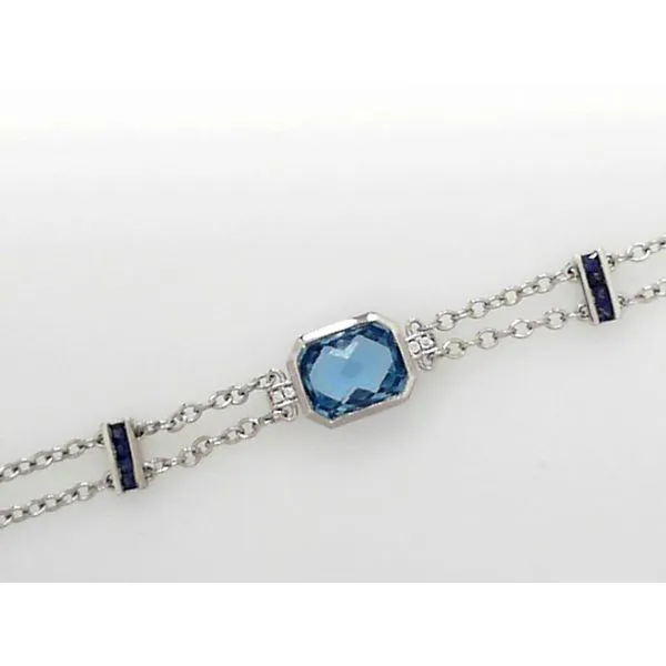 14K White Gold Blue Topaz, Sapphire & Diamond Bracelet Orin Jewelers Northville, MI