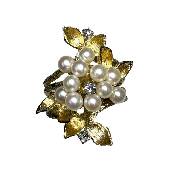 Estate Collection - 18K Yellow Gold Pearl & Diamond Ring Orin Jewelers Northville, MI