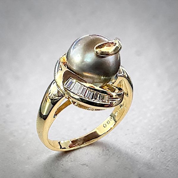 14K Tahitian Pearl & Diamond Ring Orin Jewelers Northville, MI