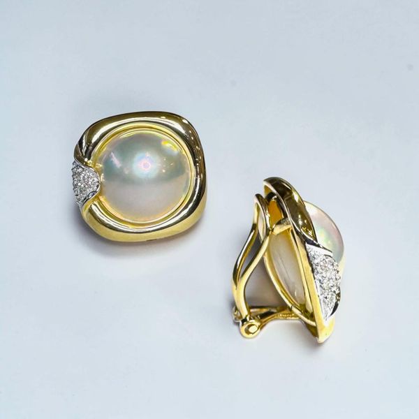 Estate Collection - 14K Yellow Gold Mabe Pearl Earrings Orin Jewelers Northville, MI