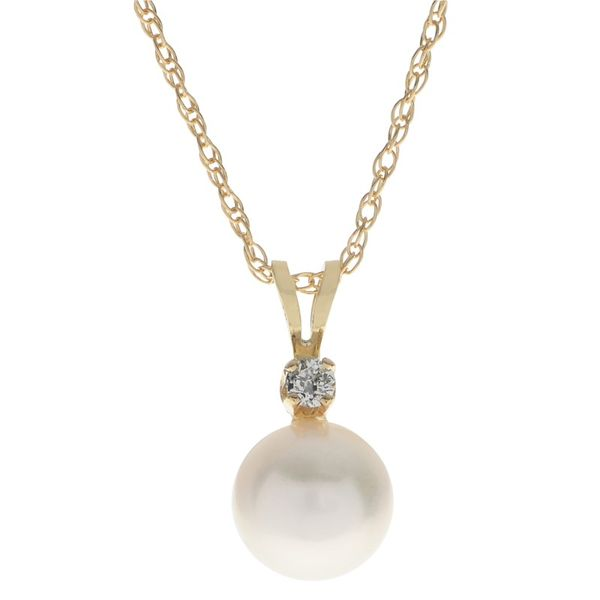 Lady's 14K Yellow Gold Pendant W/1 Akoya Pearl & 1 Diamond Orin Jewelers Northville, MI