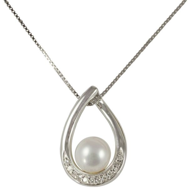 Lady's Sterling Silver Fresh Water Pearl Pendant With 12 Diamonds Orin Jewelers Northville, MI