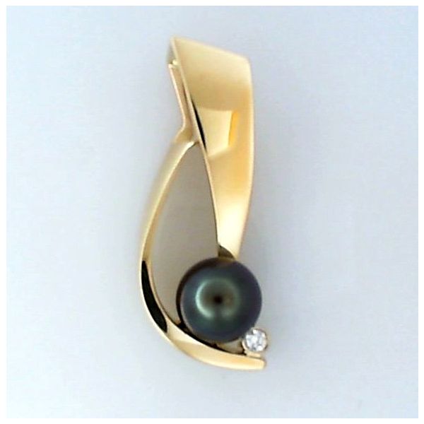Estate - 14K Black Tahitian Pearl & Diamond Pendant Slide Orin Jewelers Northville, MI