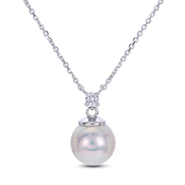 14K White Gold Pearl & Diamond Pendant Orin Jewelers Northville, MI