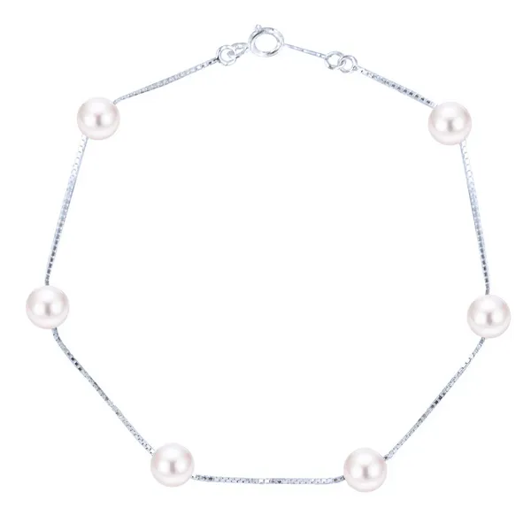 Lady's 14K White Gold Bracelet W/6 Freshwater Pearls Orin Jewelers Northville, MI