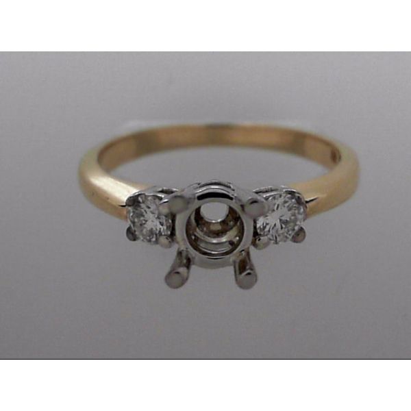 Lady's 14K Gold Two Tone 3-Stone Ring Mounting w/2 Diamonds Orin Jewelers Northville, MI