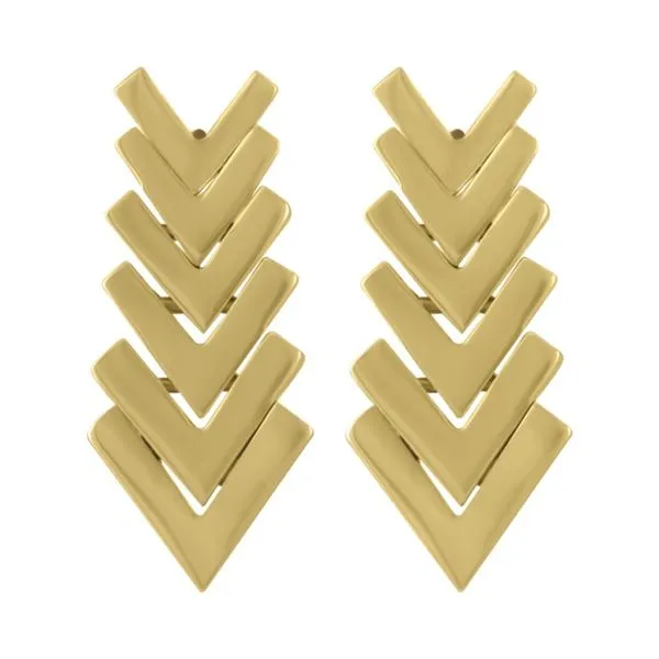 Lady's 14 Karat Yellow Gold Six Piece Graduated 14K Gold Chevron Earrings Orin Jewelers Northville, MI