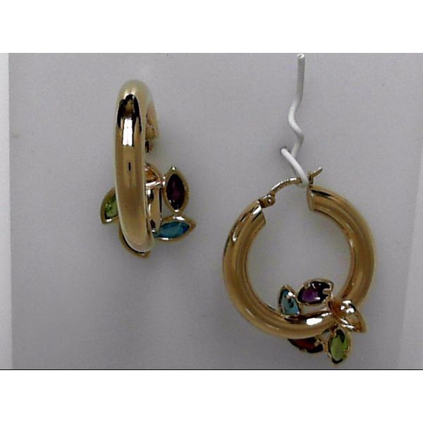 14k Yellow Gold Hoop Earrings With Gemstone Pinwheels Orin Jewelers Northville, MI