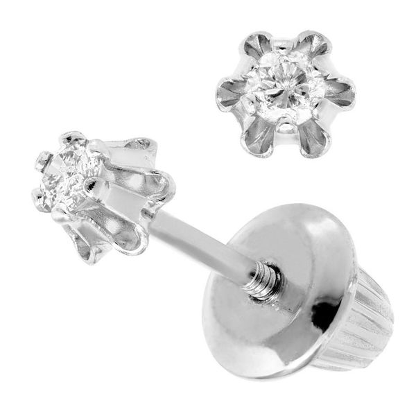 14k White Gold Diamond Earrings with Safety Backs Orin Jewelers Northville, MI