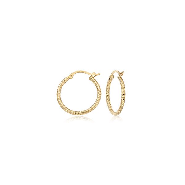 Lady's Yellow Gold Twist Tube Hoop Earrings Orin Jewelers Northville, MI