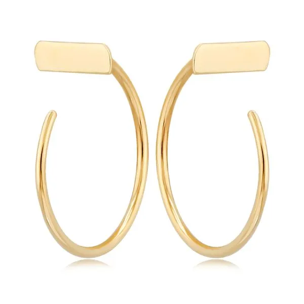 14k Yellow Gold Simple Bar Hoop Earrings Orin Jewelers Northville, MI