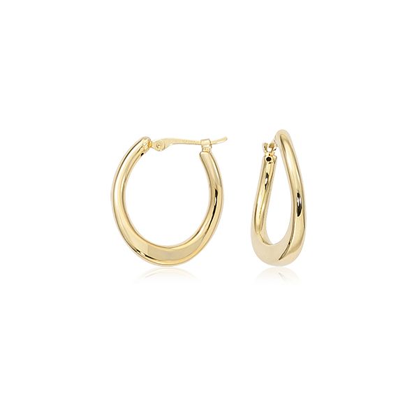 14k Yellow Gold Offset U-Shaped Hoop Earrings Orin Jewelers Northville, MI