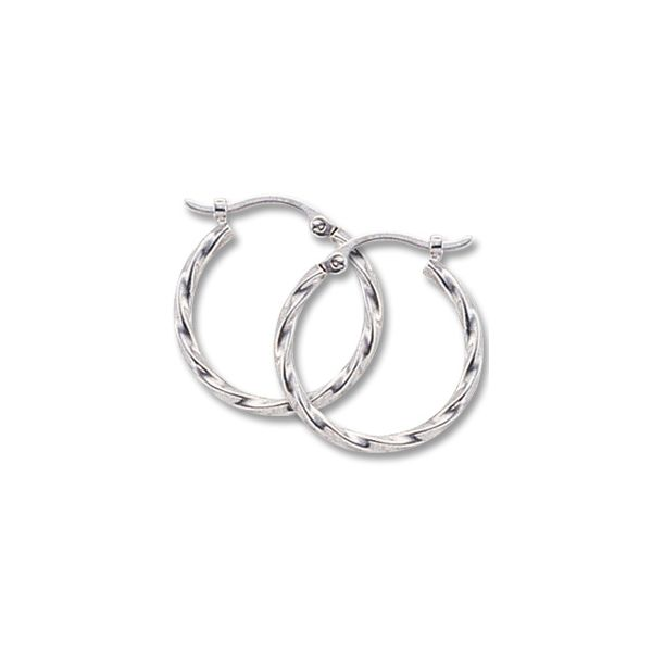 14k White Gold Twisted Hoop Earrings Orin Jewelers Northville, MI