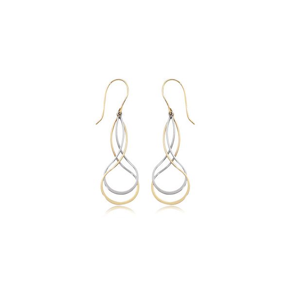 14K Two Tone Double Twisting Pearshape Dangle Earrings Orin Jewelers Northville, MI