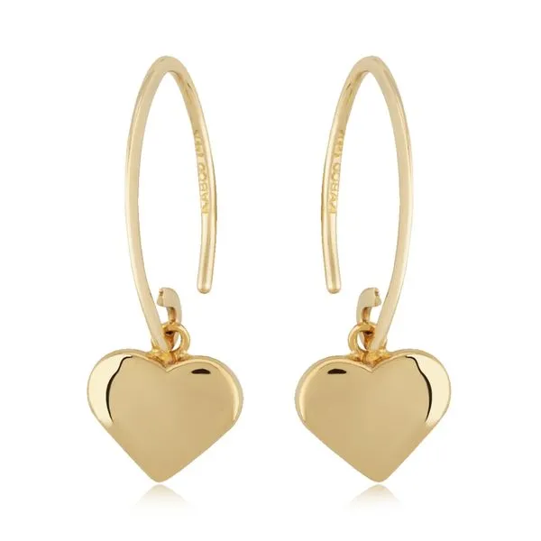 14k Yellow Gold Mini Sweep Earrings With Heart Drops Orin Jewelers Northville, MI