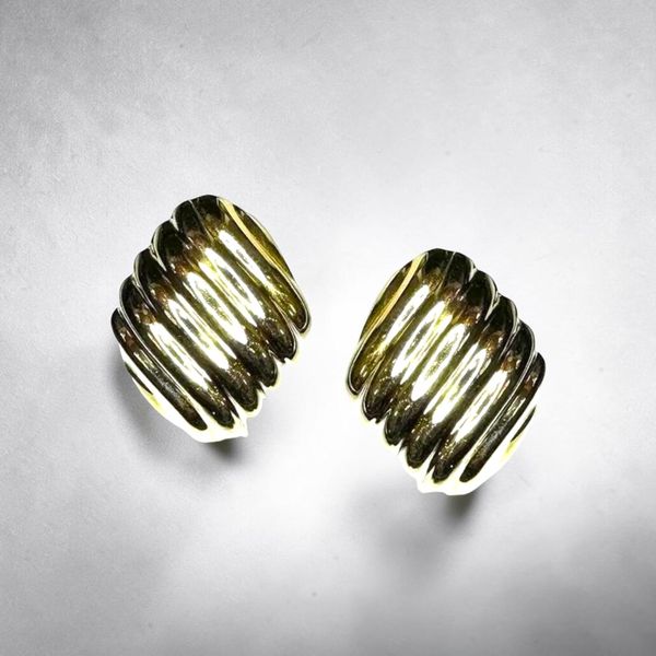 Estate Collection - 14K Yellow Gold Fluted Earrings Orin Jewelers Northville, MI