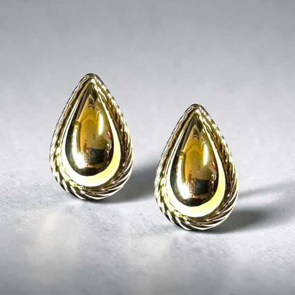 Estate Collection - 14K Yellow Gold Dome Teardrop Earrings Orin Jewelers Northville, MI