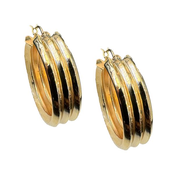 Estate Collection - 14K Yellow Gold Ridged Hoop Earrings Orin Jewelers Northville, MI