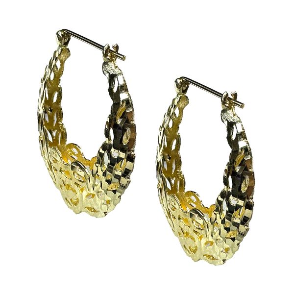 Estate Collextion - 14K Yellow Gold Filigree Hoop Earrings Orin Jewelers Northville, MI