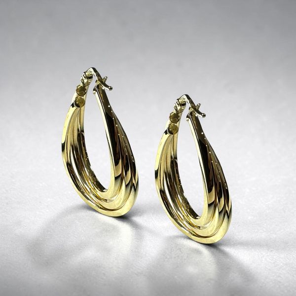 Estate Collection - 14K Yellow Gold Triple Hoop Fashion Earrings. Orin Jewelers Northville, MI