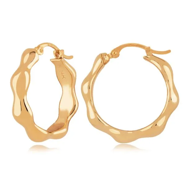 14K Yellow Gold Small Wavy Hoop Earrings Orin Jewelers Northville, MI