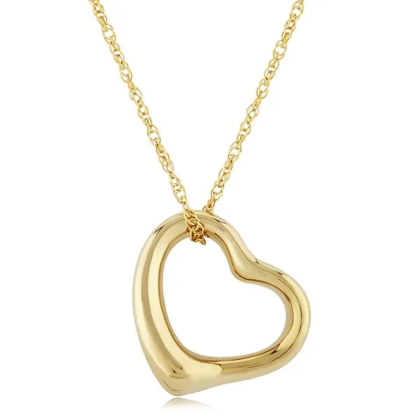 14k Yellow Gold 12mm Open Heart Necklace Orin Jewelers Northville, MI
